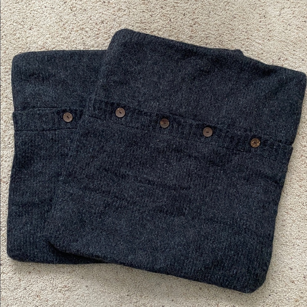 2 Pottery Barn Cozy Sweater Knit Shams. Charcoal.